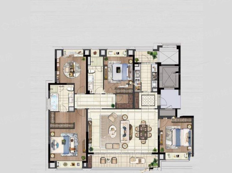 绿城凤起和鸣4室2厅2卫户型图