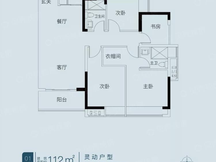 【保利同济府_佛山保利同济府楼盘】四居室户型图|4室2厅1厨2卫建面