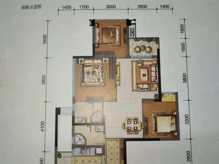 金泉香槟城3室2厅2卫户型图