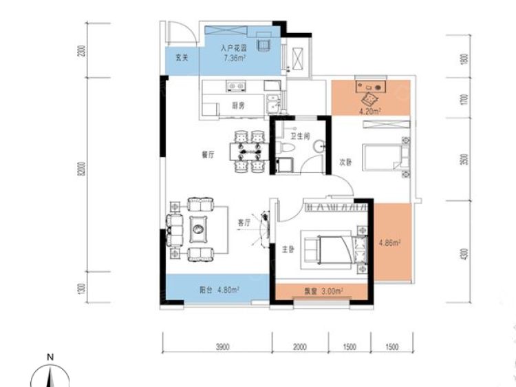 未来方舟3室2厅1卫户型图