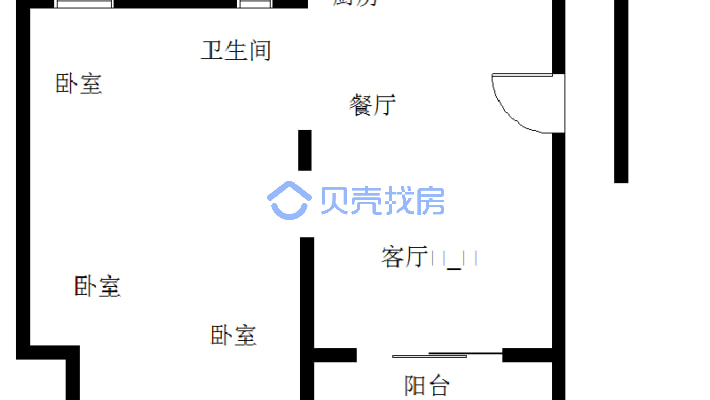 嘉和迎宾城中高层毛培三房两厅一卫-户型图