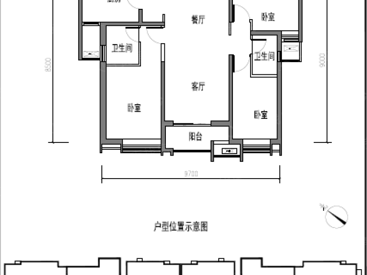 【清凉灞柳_西安清凉灞柳楼盘】三居室户型图|3室2厅1厨2卫建面 112m