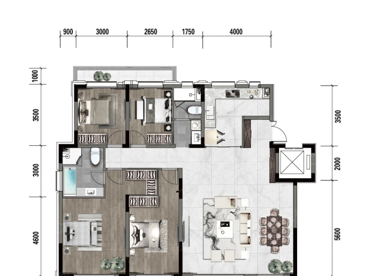 楼盘】四居室户型图|4室2厅1厨2卫建面 148m05房型图-沈阳贝壳新房