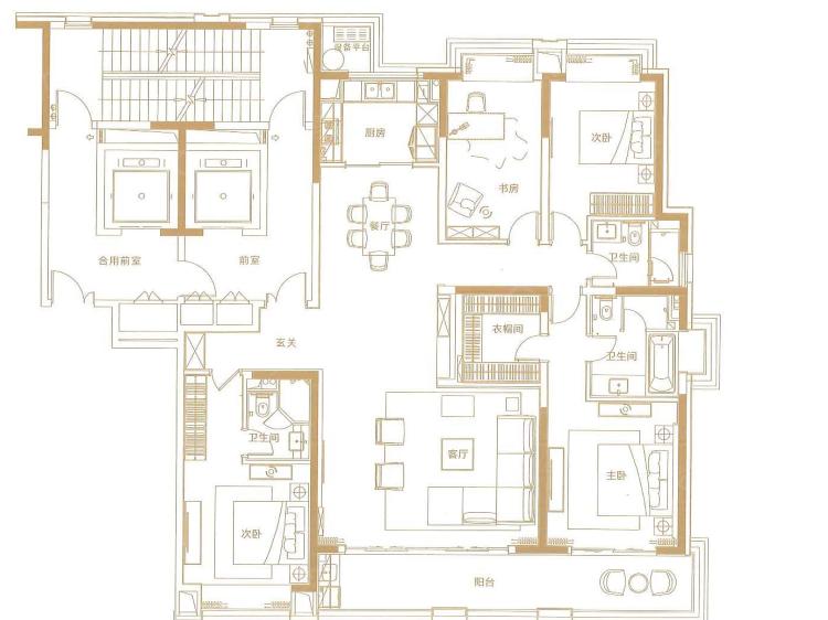 【苏宁檀悦_南昌苏宁檀悦楼盘】四居室户型图|4室2厅1厨3卫建面 216m