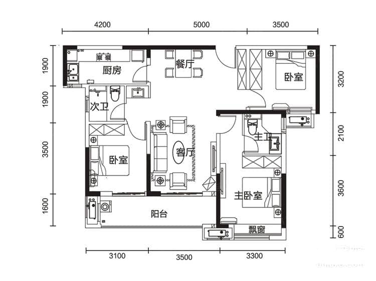 新城和樾3室2厅2卫户型图