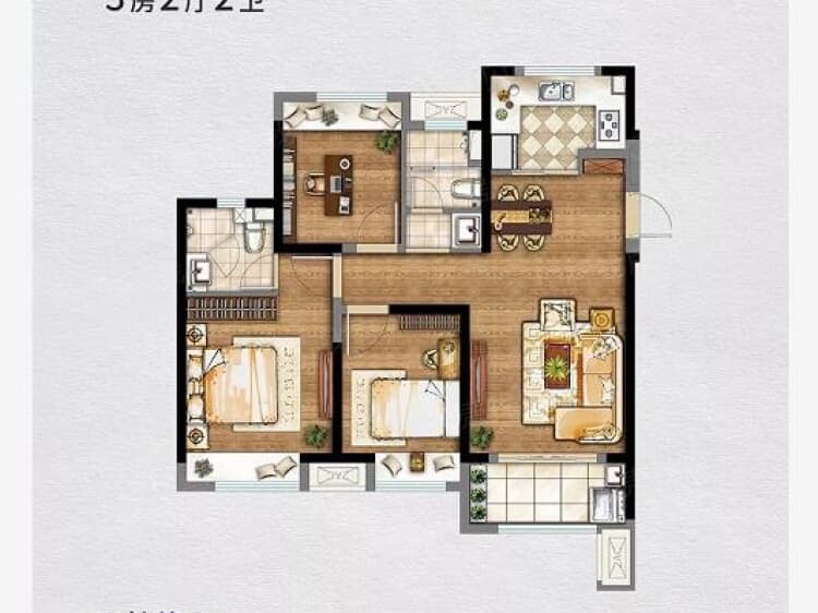 中建阅澜山3室2厅2卫户型图