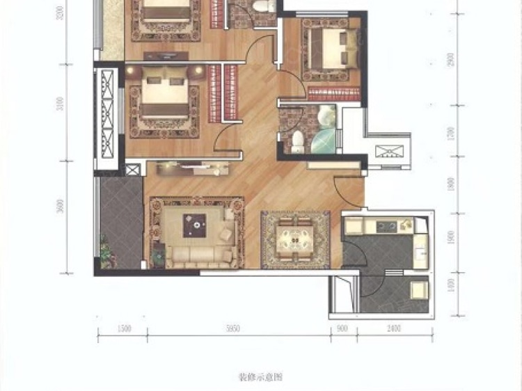 中骏雍景湾3室2厅2卫户型图