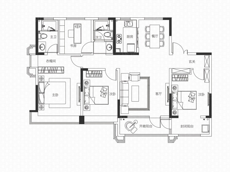 保利熙悦4室2厅2卫户型图