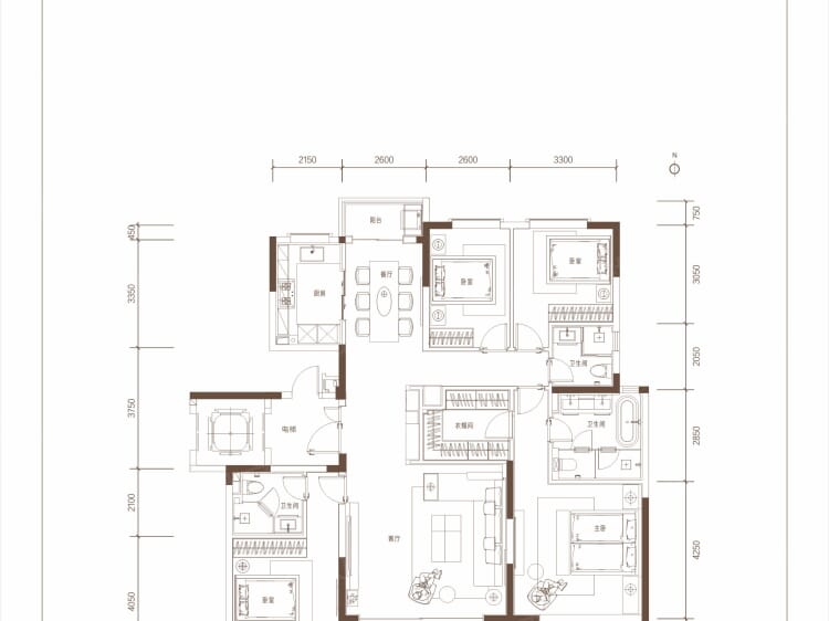 【正弘臻筑_郑州正弘臻筑楼盘】四居室户型图|4室2厅1