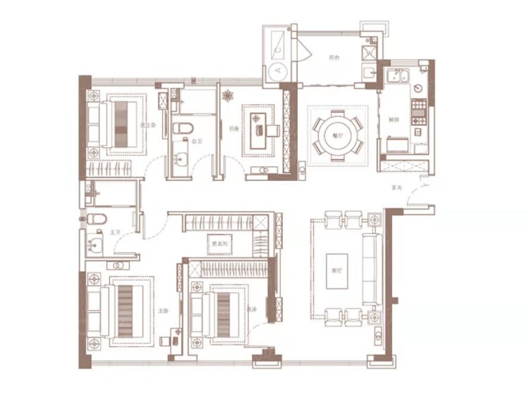 楼盘】四居室户型图|4室2厅1厨2卫建面 150m05房型图-厦门贝壳新房