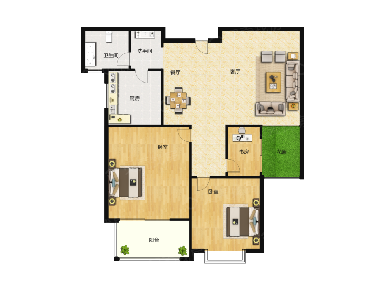 【栖霞栖庭_无锡栖霞栖庭楼盘】三居室户型图|3室2厅1厨1卫建面 87m