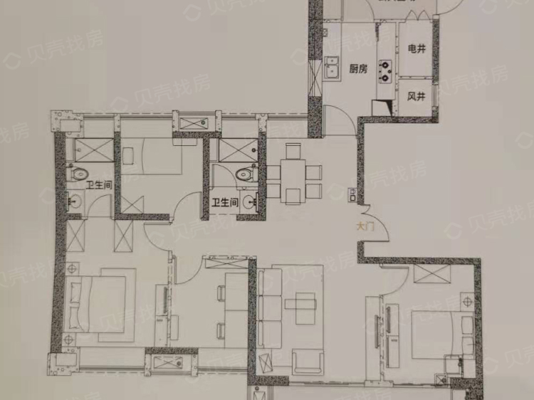 【龙湖春江郦城_武汉龙湖春江郦城楼盘】四居室户型图|4室2厅1厨2卫建