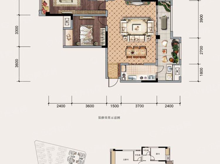 康田澜山樾3室2厅1卫户型图