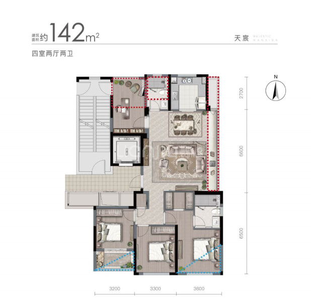 天宸142方户型