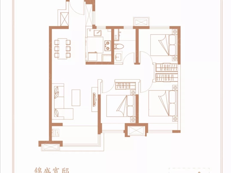 百脉悦府3室2厅1卫户型图