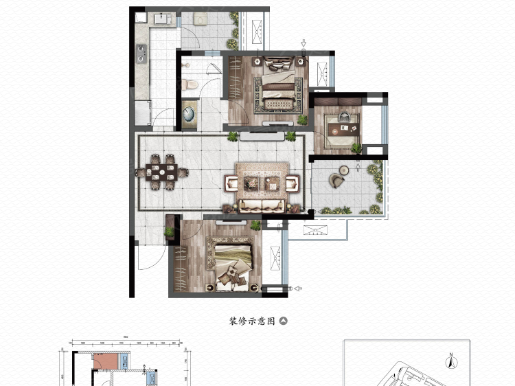 观山御璟3室2厅1卫户型图