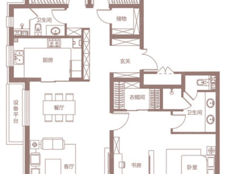 【保利天汇_青岛保利天汇楼盘】三居室户型图|3室2厅1