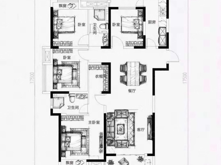 【保利时代_武汉保利时代楼盘】四居室户型图|4室2厅1厨2卫建面 159m