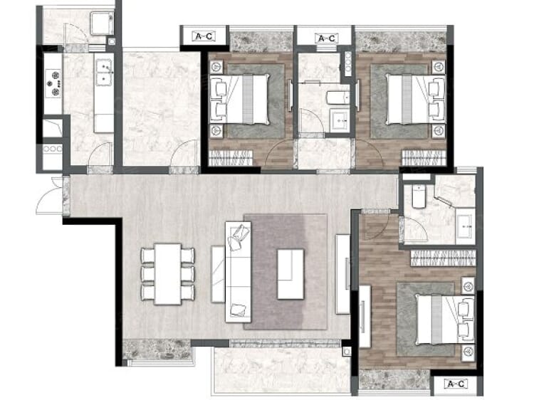 【阅海_佛山阅海楼盘】四居室户型图|4室2厅1厨2卫建面 135m05房型