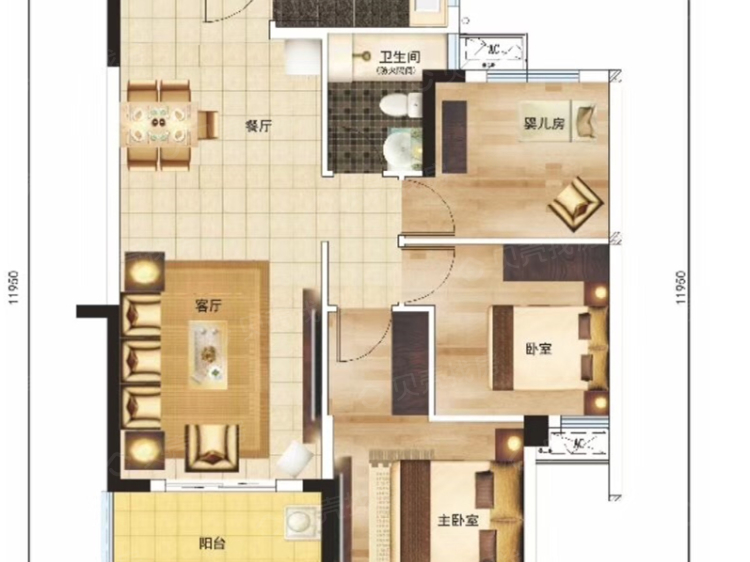 南益名悦华府3室2厅1卫户型图