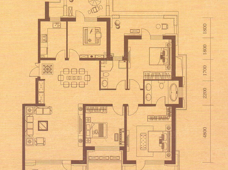 高新君园4室2厅2卫户型图