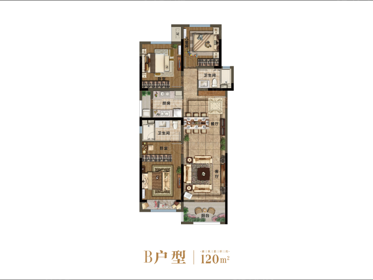 龙湖·天宸原著3室2厅2卫户型图