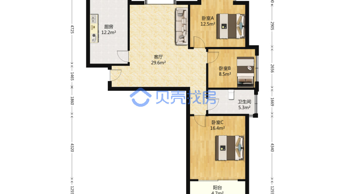 奇章新城 3室1厅 南_烟台奇章新城二手房3室1厅109.