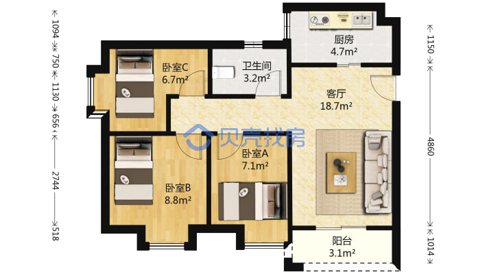南悦花园 格局方正 交通方便 合适居住-户型图
