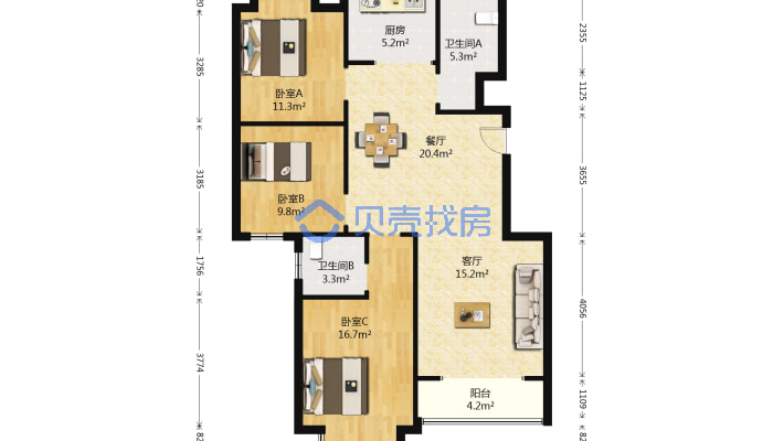 三合御都户型方正南北通透有车位配房