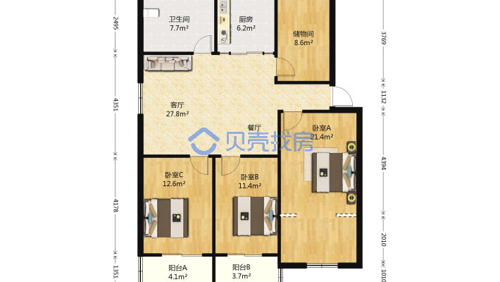 太平花苑经典四房总价低全明户型