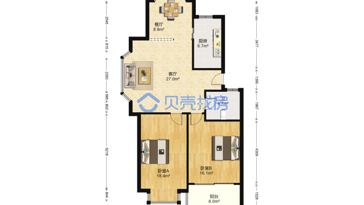 和信花园 2室2厅 南-户型图