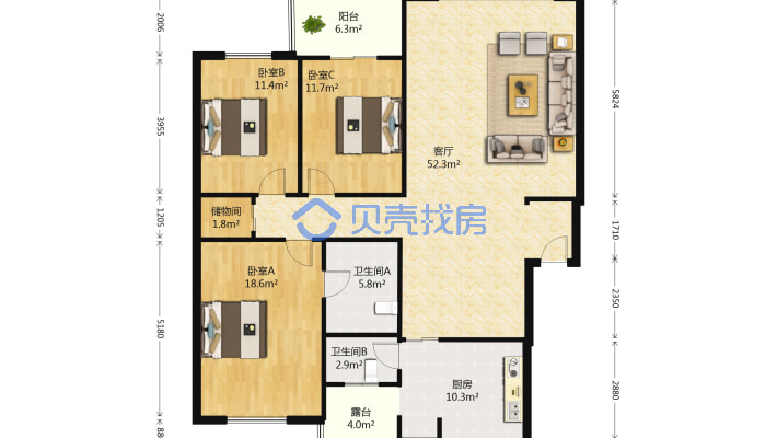 香榭名苑临河户型方正视野开阔