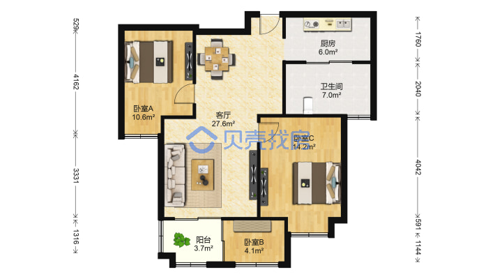 红谷新城 业主诚售 交通便利 看房方便-户型图