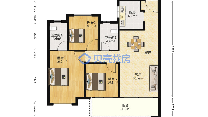 金辉悦府 户型方正 全天采光无挡_淮安金辉城悦府二手