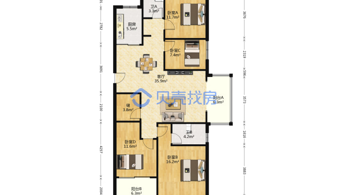 新纪元·香湖4-2-1-2 132.00m05 378 万-户型图