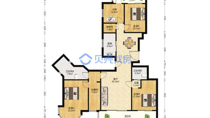 外滩首府 4室2厅 南_温州外滩首府二手房4室2厅137.