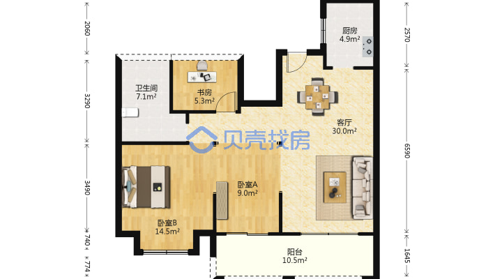 金厦银湖城 3室2厅 南-户型图