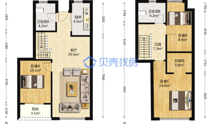 紫金湾d区3室2厅复式 南 出行方便 视野广_金华紫金湾d区二手房3室2厅