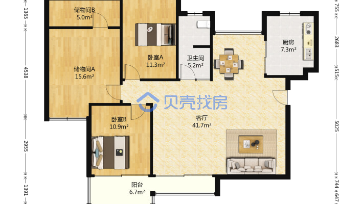 小区中间位置 户型方正 采光好 边户-户型图