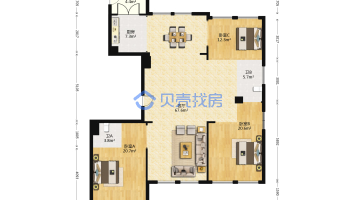 海普佳苑 181平 毛坯 633万 方城 三中-户型图