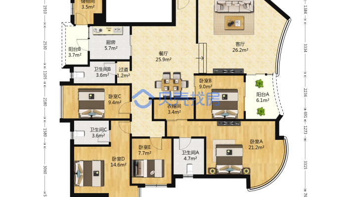 东山雅筑 中型小区 环境安静舒适-户型图