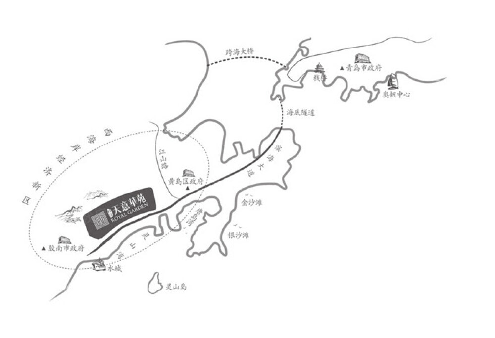 此图片为开发商提供的区位示意图,比例尺与实际距离不一致,仅供参考.