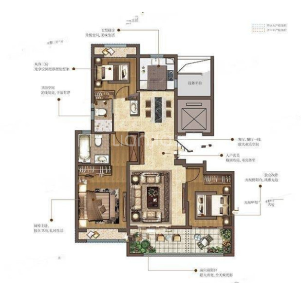 【华建·乾院_扬州华建·乾院楼盘】三居室户型图|图