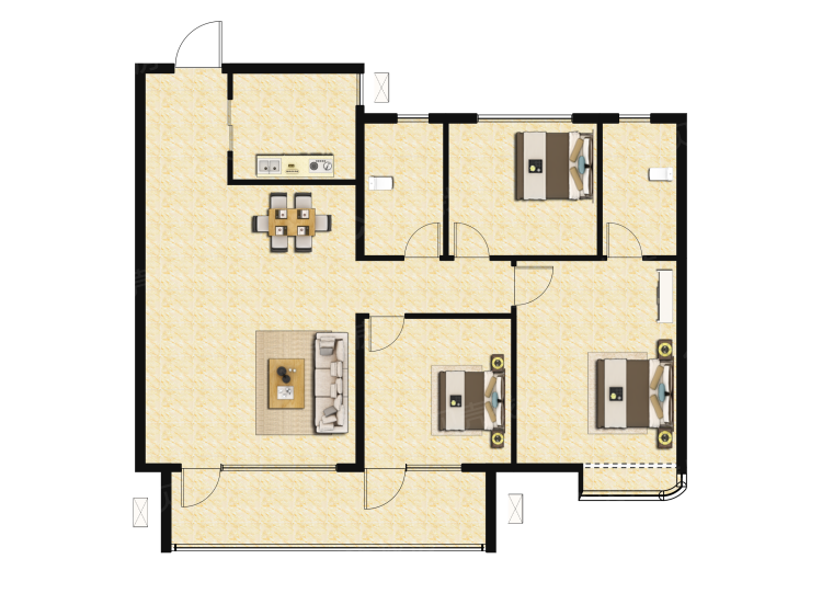 【中瑞城_烟台中瑞城楼盘】三居室户型图|3室2厅1厨2卫建面 113m05