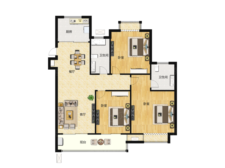 融侨悦府3室2厅2卫户型图