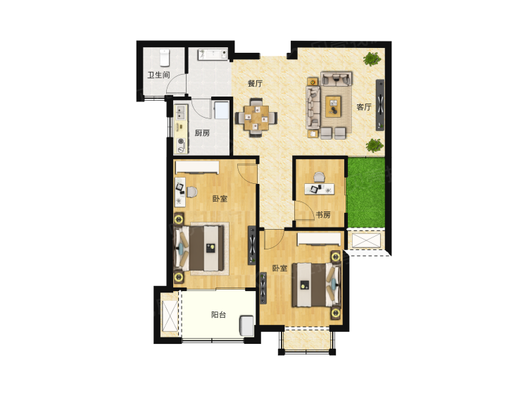 【栖霞栖庭_无锡栖霞栖庭楼盘】三居室户型图|3室2厅1厨1卫建面 87m