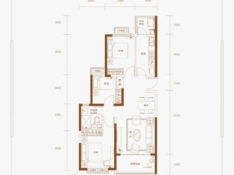 恒大名都3室2厅1卫户型图