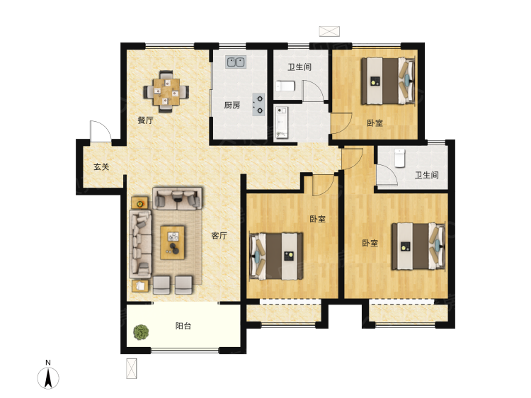 中建锦绣城3室2厅2卫户型图