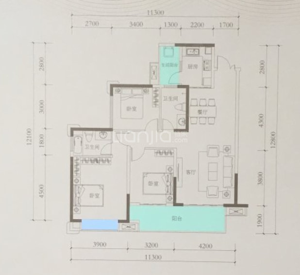 【天悦湾_德阳天悦湾楼盘】三居室户型图|房型图-德阳