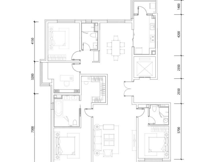 泰禾金府大院4室2厅3卫户型图